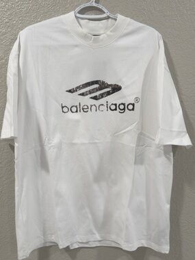 Balenciaga White Logo Crew Neck T-Shirt large oversized like XL